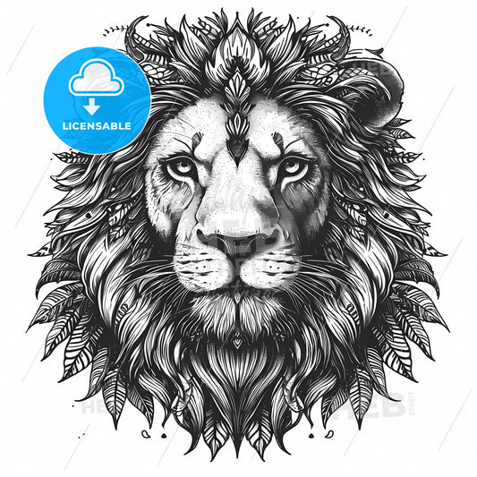Hand Drawn Lion, A Lion With A Floral Design