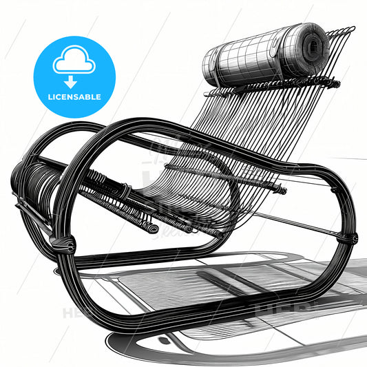 Line Drawing Of Minimal Futuristic Chair, A Black And White Drawing Of A Chair