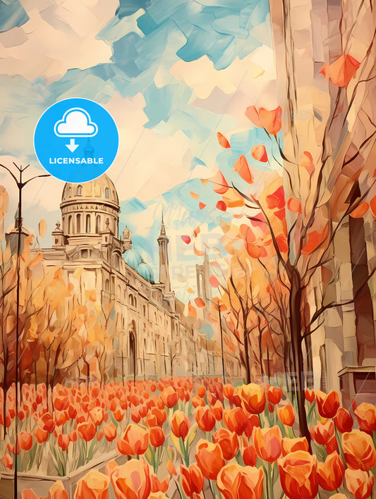 Cinco De Mayo Holiday, A Building With A Dome And Flowers