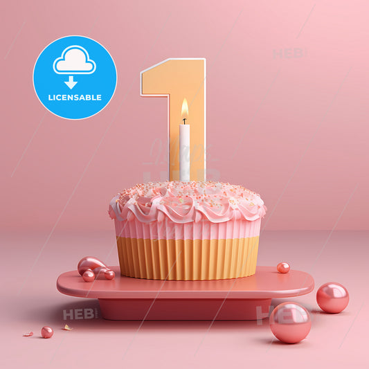 Background Cupcake, A Cupcake With A Candle And A Number One