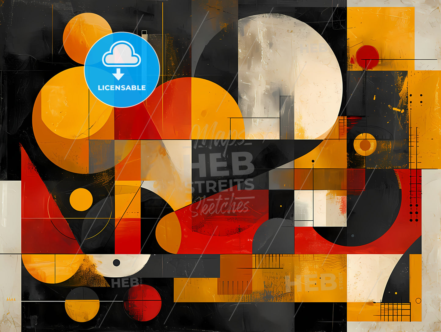 Geometric Patterns In Old Retro Style, A Colorful Art Piece With Circles And Squares