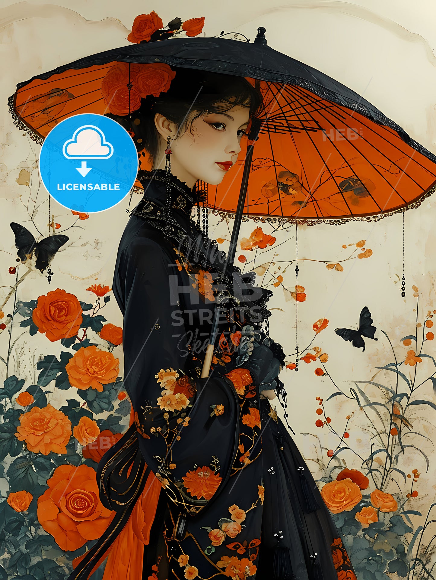Vintage Cut-Out-And-Keep Fashion, A Woman With An Umbrella