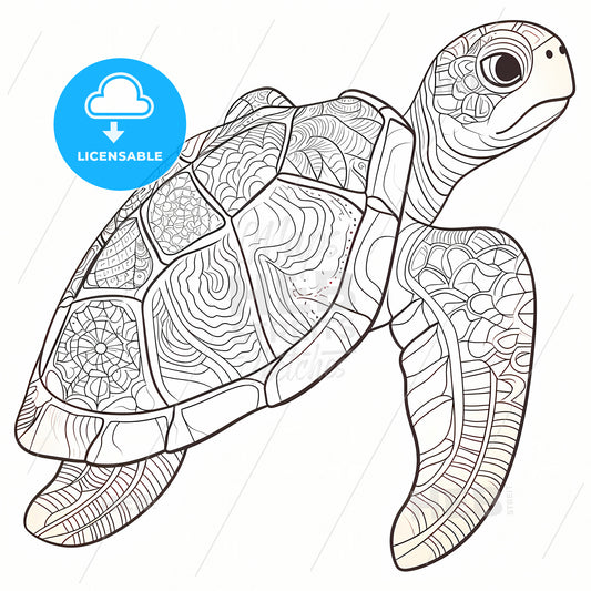 Drawing Zentangle Turtle For Coloring Page, A Drawing Of A Turtle