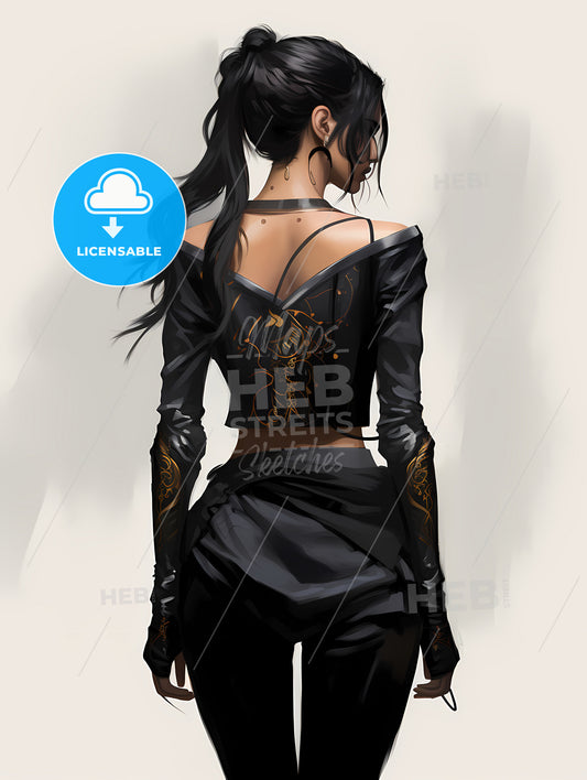 Concept Art Fashion Concept, A Woman In A Black Outfit