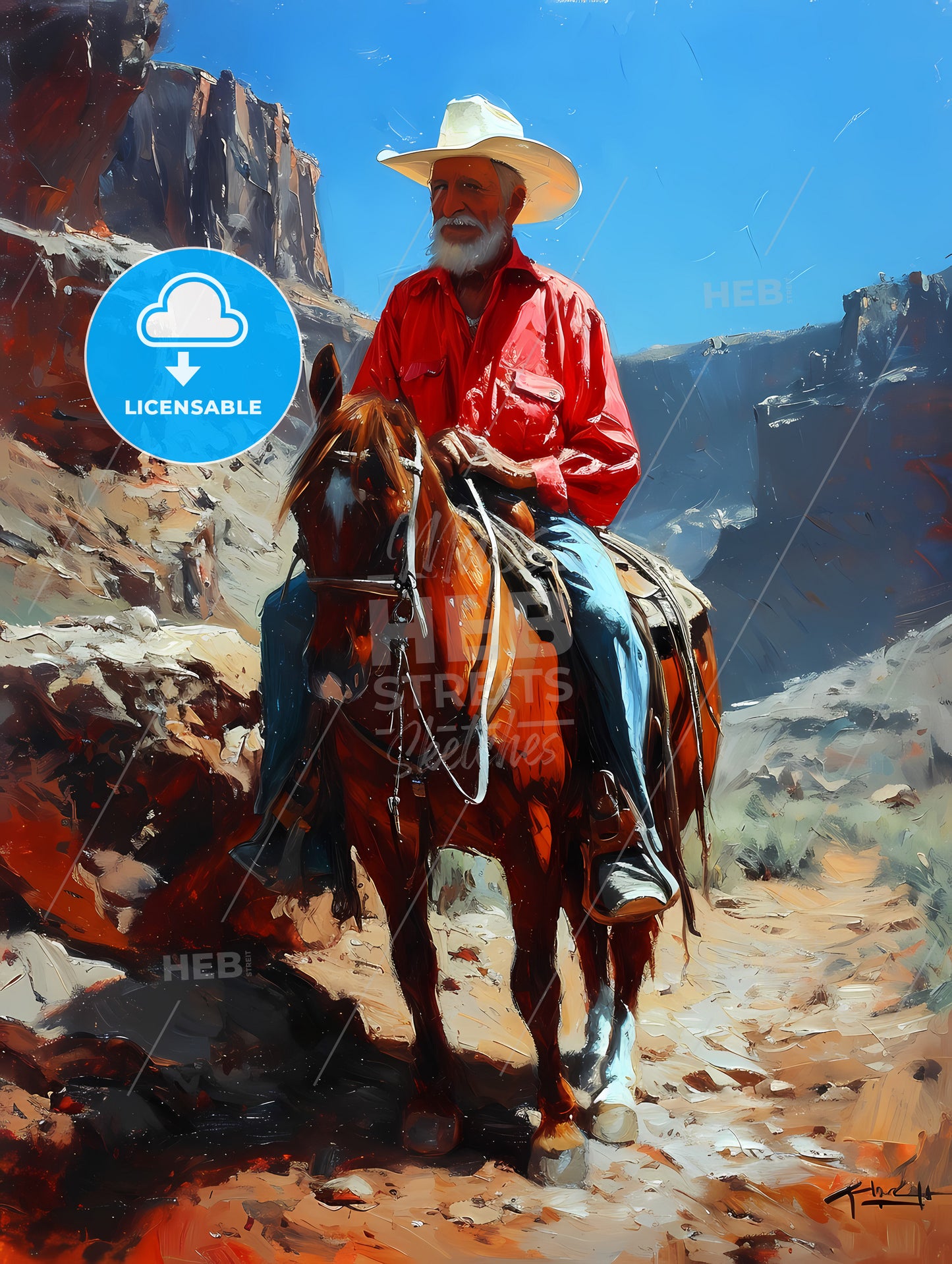 De Kooning Style Cowboy, A Man Riding A Horse