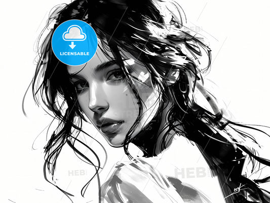 Sketch Alembiccore Transfemme, A Woman With Long Hair