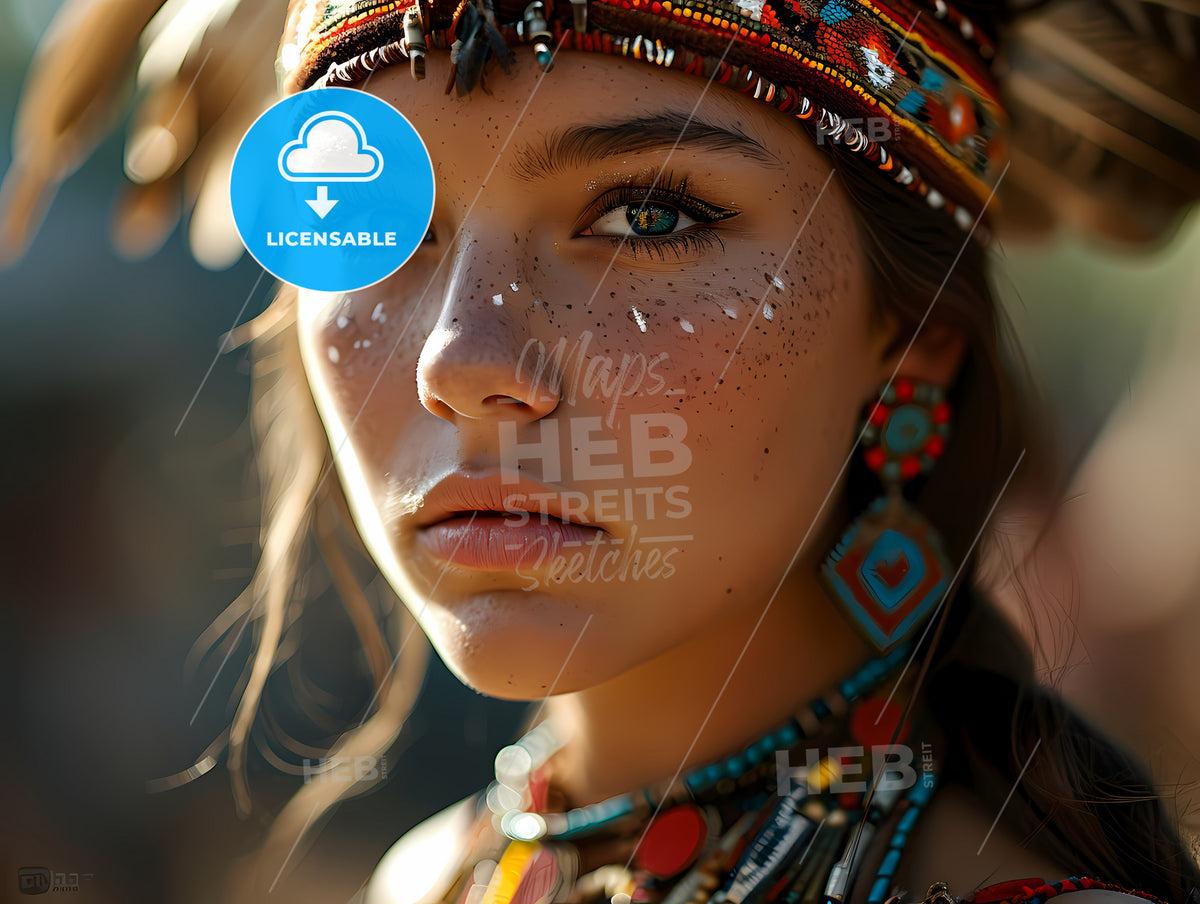 A Tribe A Beautiful Women Called Amazons, A Woman With Freckles And A Headband