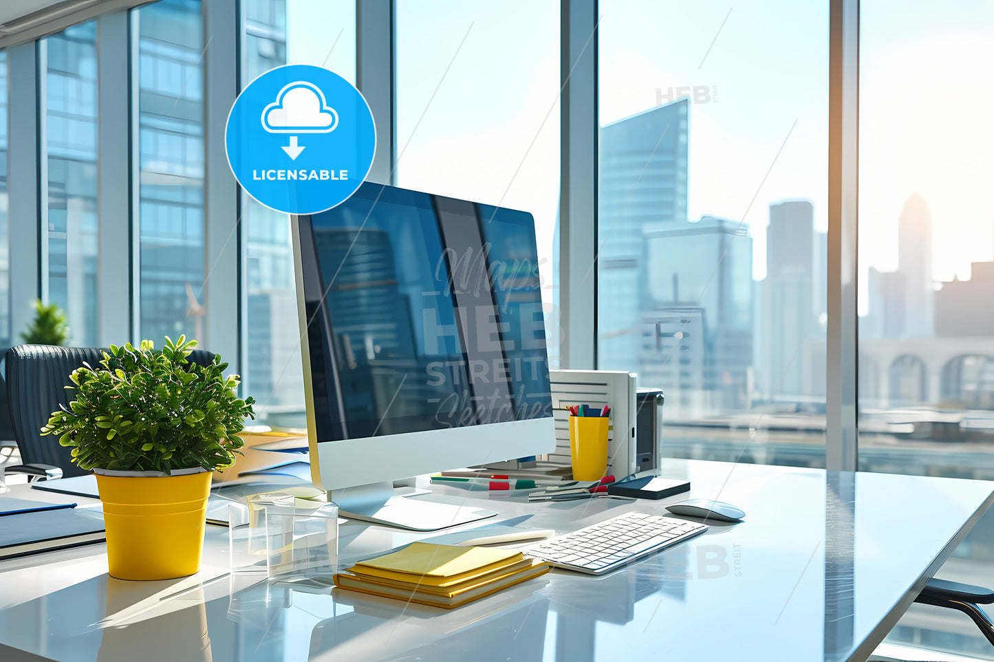 Creative Design Process With A Computer, A Computer On A Desk