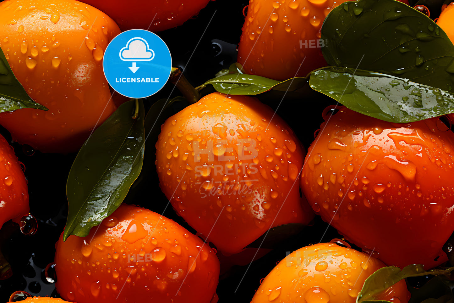 Fresh Pitanga Seamless Background, A Group Of Orange Fruit With Water Droplets On Them