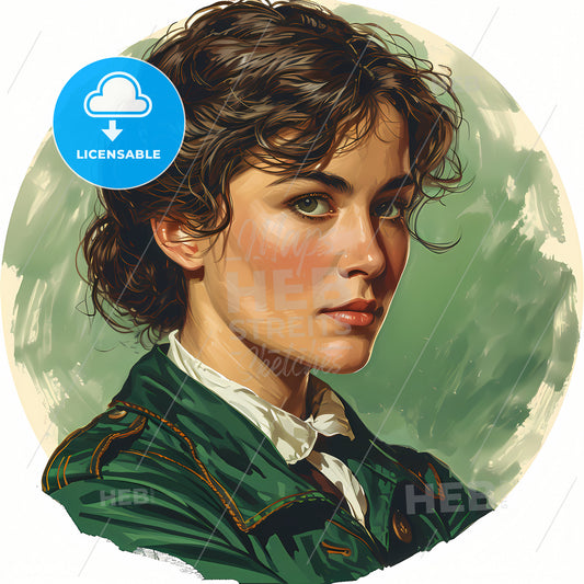 Strong Suffragette Sport Logo, A Woman With Brown Hair Wearing A Green Jacket