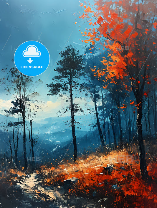 Impressionistic Landscape In Southern France, A Forest With Trees And Grass