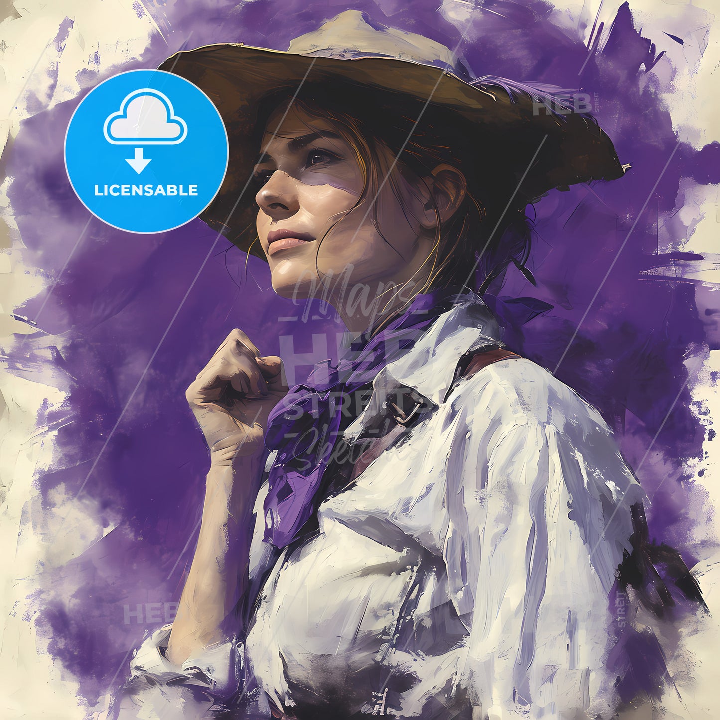 Strong Suffragette Sport Logo, A Woman Wearing A Hat And Looking Up