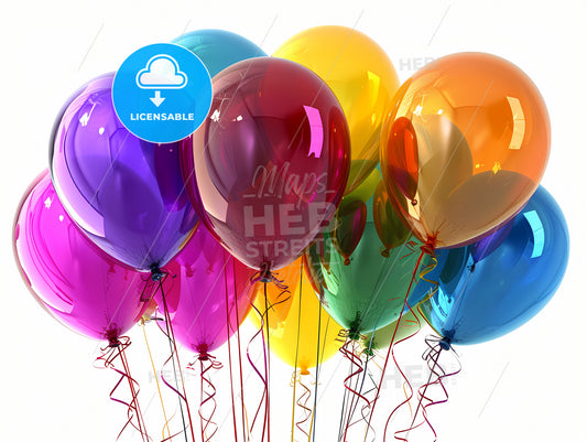 Colorful Birthday Party Balloons, A Group Of Balloons In Different Colors