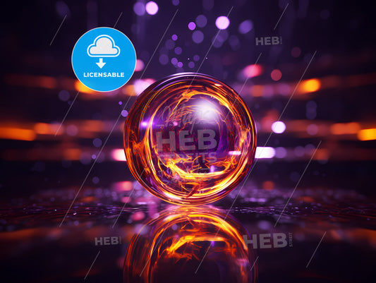 A Purple Orange, A Round Orange And Purple Object With A Reflection Of A Light