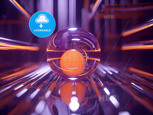 A Purple Orange, A Glass Ball With Orange Ball Inside