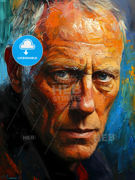 Auric Goldfinger Portrait, A Man With Orange Face