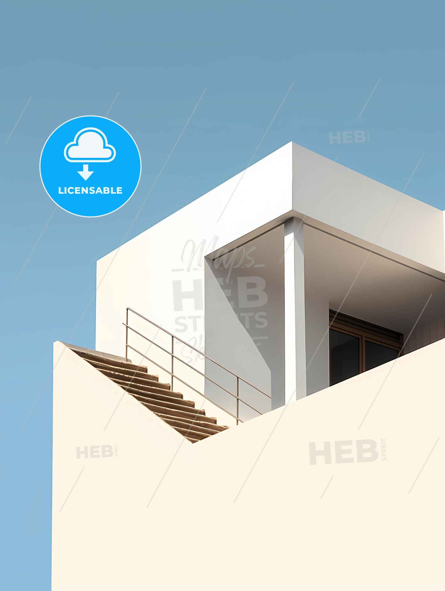 Diminished Minimalism Art, A White Building With Stairs