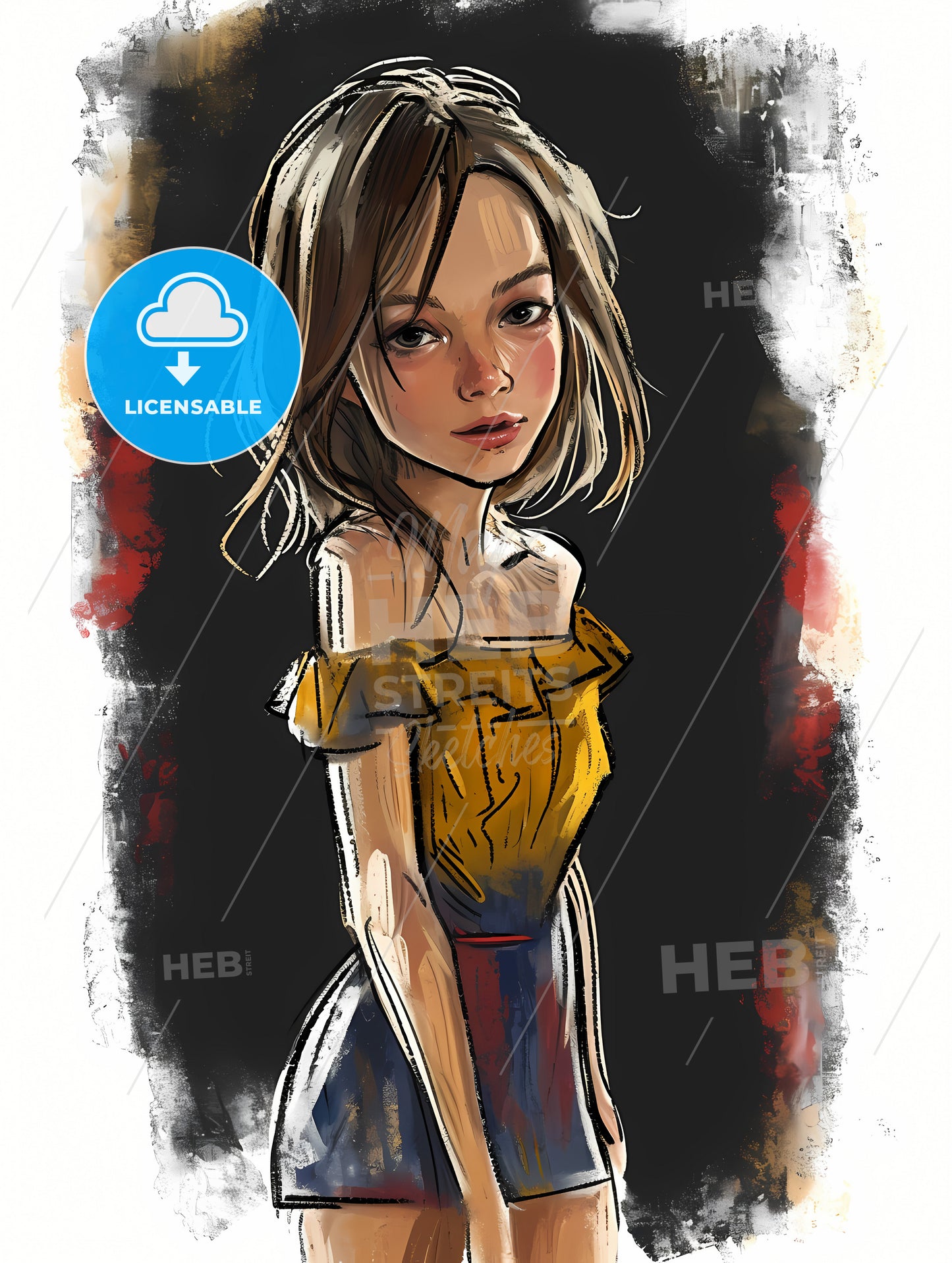 Cartoon Illustration Of A Beautiful Woman, A Cartoon Of A Girl