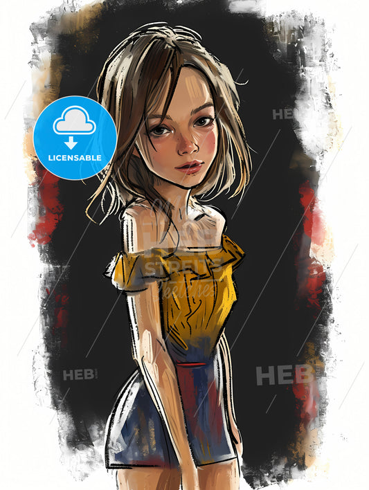 Cartoon Illustration Of A Beautiful Woman, A Cartoon Of A Girl