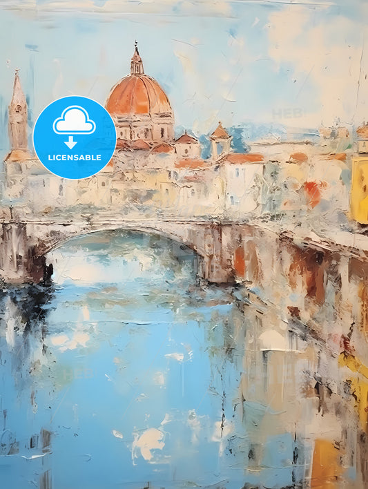 Paper Texture Background, A Painting Of A Bridge And A Building