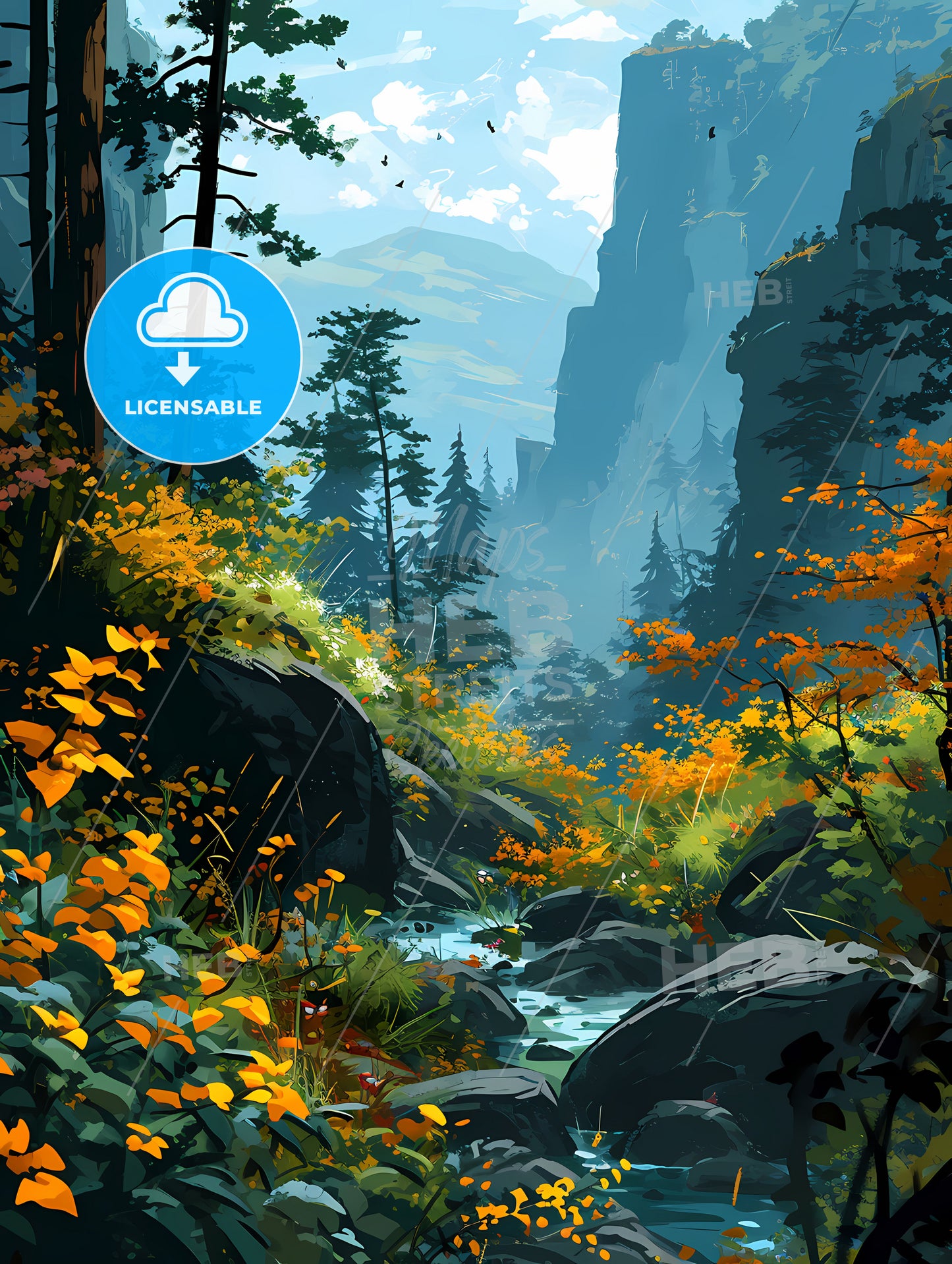 Rainforests Landscape, A River Running Through A Forest