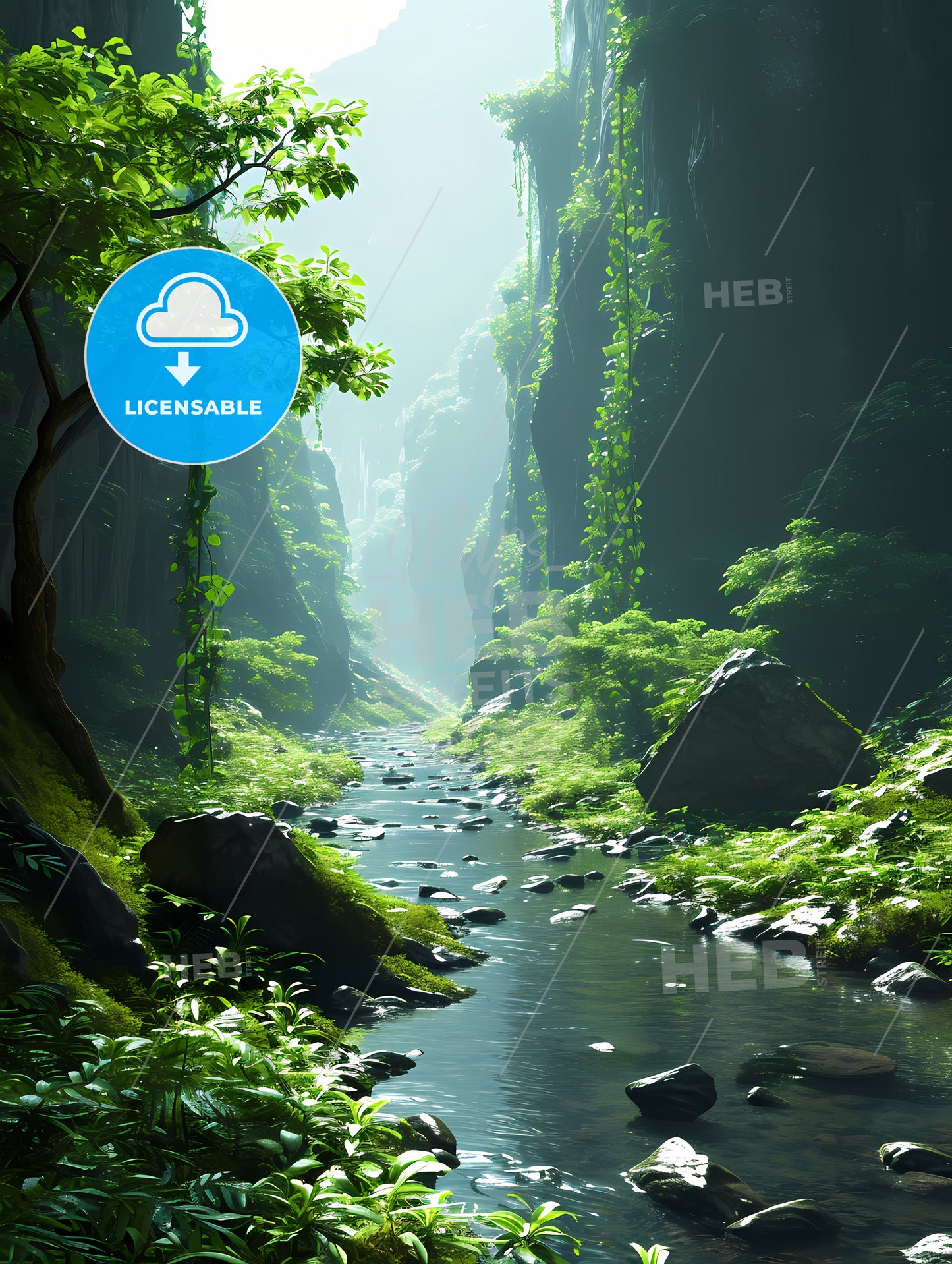 Rainforests Landscape, A Stream In A Forest