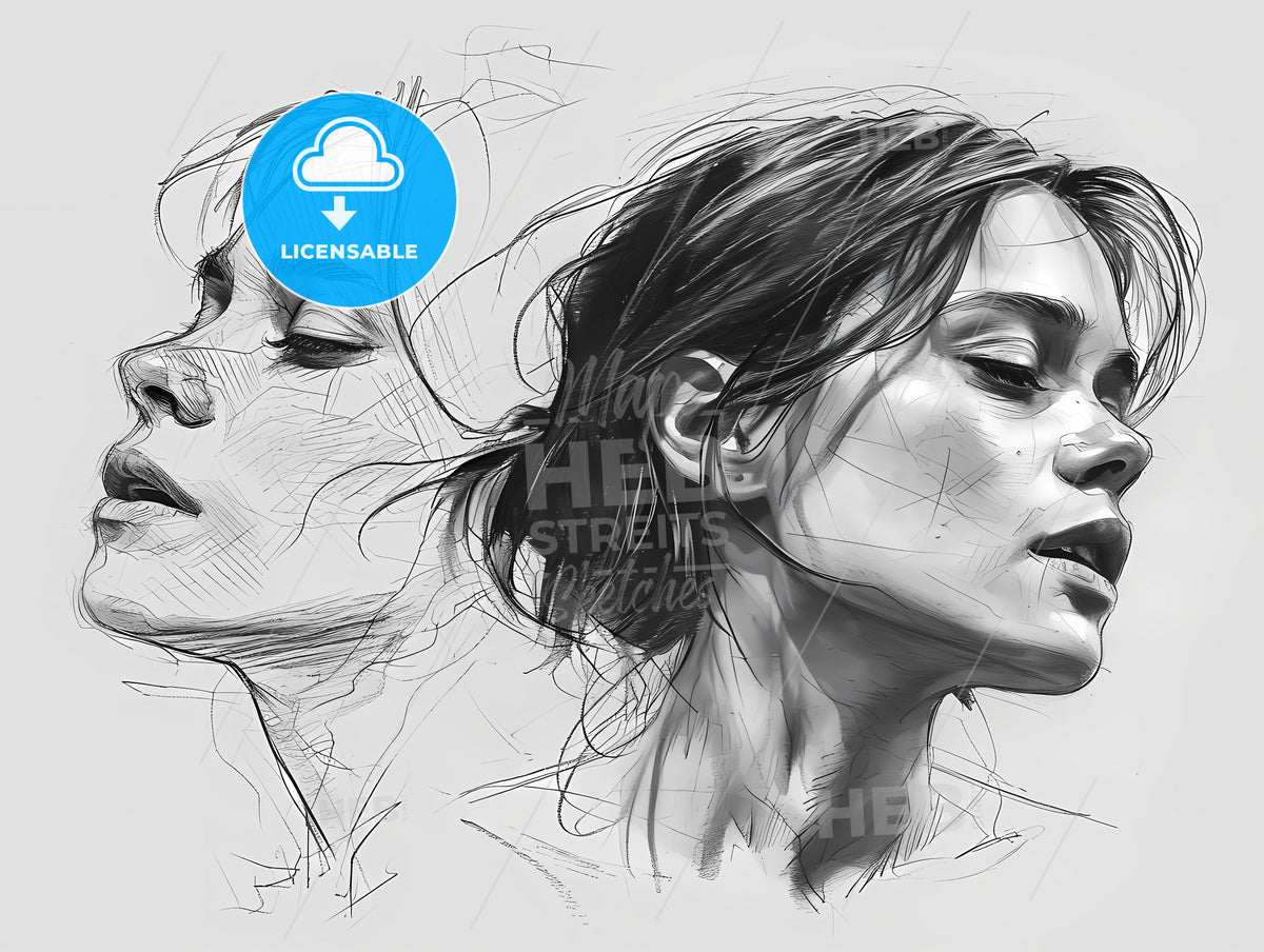 Sketch Alembiccore Transfemme, A Drawing Of A Woman's Face