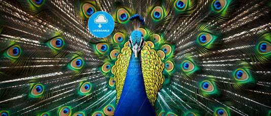 A Lifelike Peacock, A Peacock With Its Tail Feathers Spread