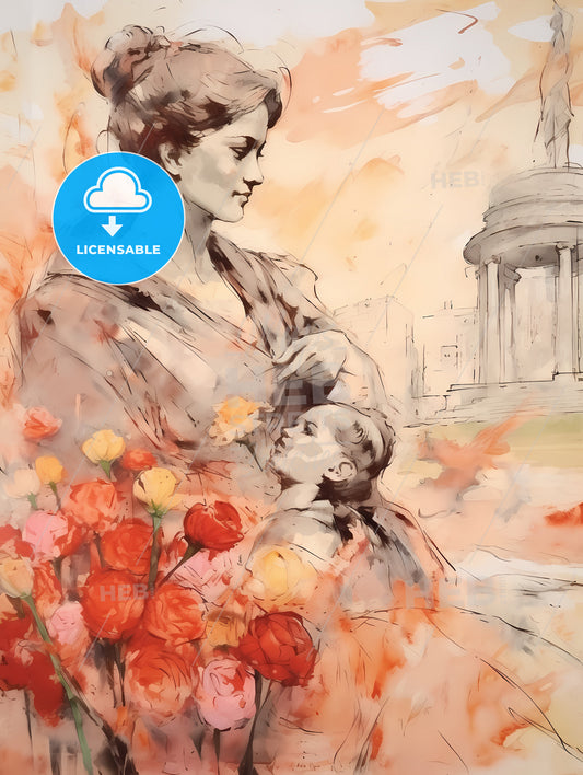 Mothers Day Background, A Woman Holding A Child
