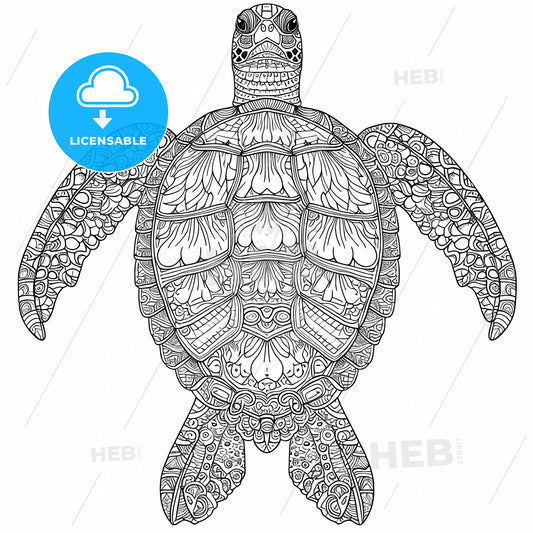 Drawing Zentangle Turtle For Coloring Page, A Black And White Drawing Of A Turtle
