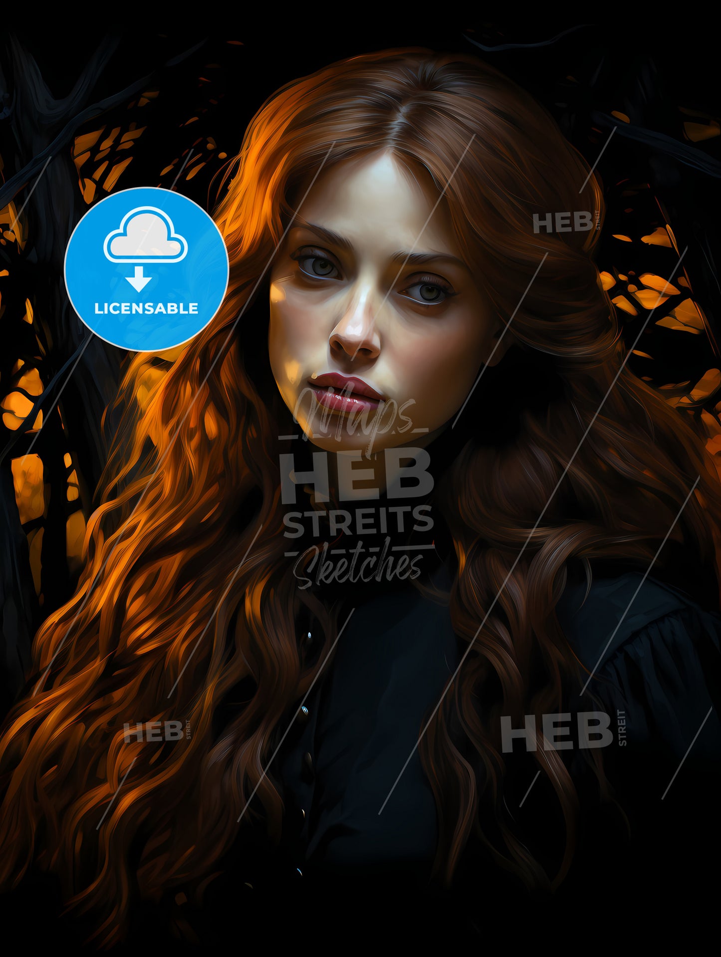 A Woman On Horseback, A Woman With Long Red Hair