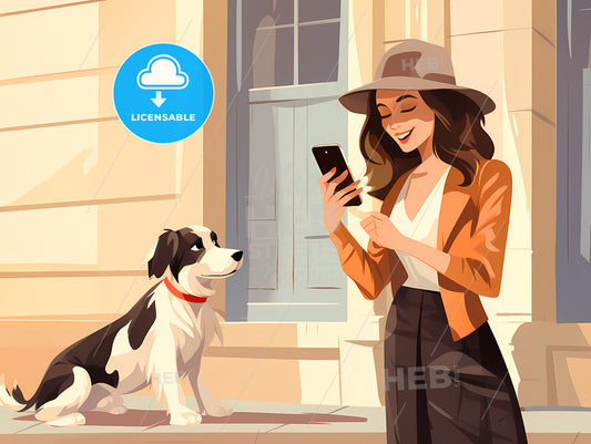 Girl Taking Photos Of Her Dog, A Woman Taking A Picture Of A Dog