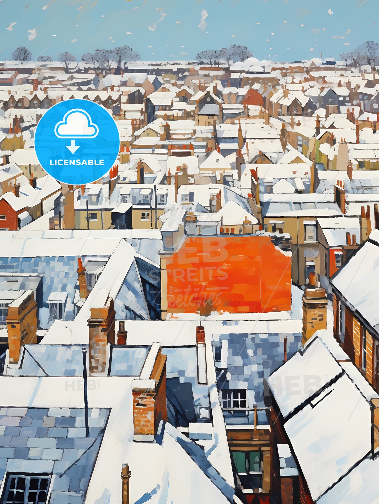 Snowy Urban Roofs Of London, A Rooftops Of A City