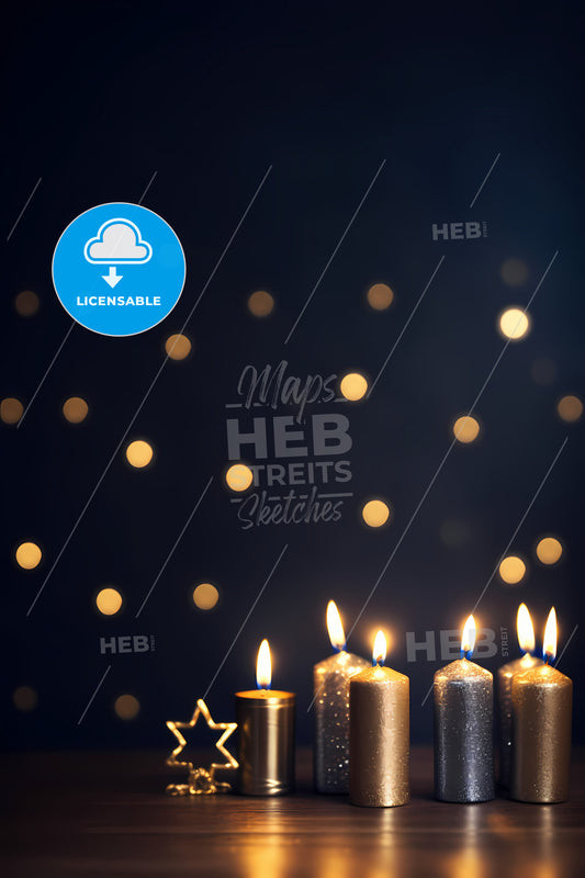 Hanukkah Background With Copy Space, A Group Of Candles Lit Up