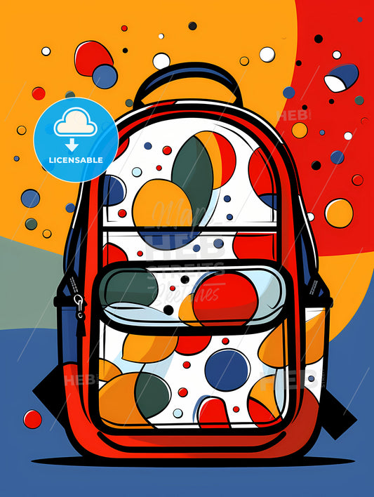 Minimalist Back To School Art, A Backpack With Colorful Circles On It