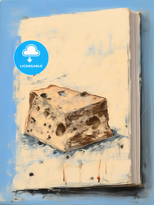 Gorgonzola Cheese On Beige Background Sketchbook Art, A Piece Of Food On A Book Cover