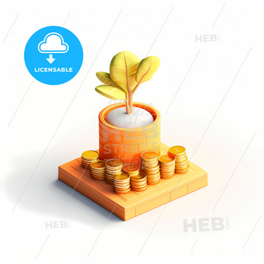 Wealth Growth Icon, A Plant Growing From A Pot