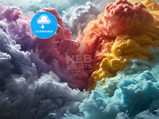 Rainbow Love Colorful Heart, A Colorful Cloud Of Smoke