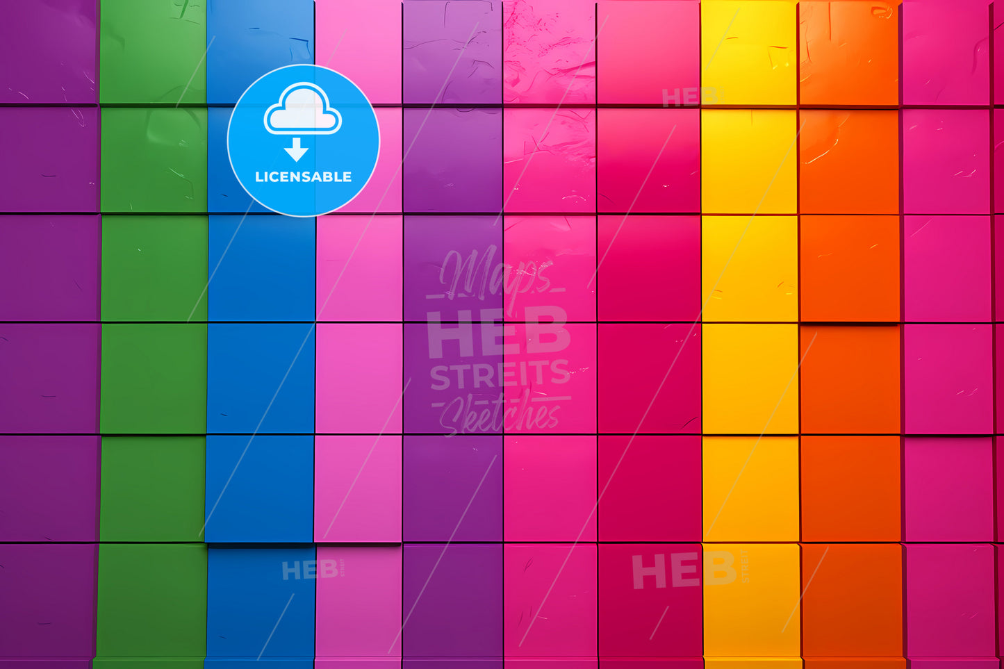 Rainbow Flag Wallpaper With Two Arrows, A Wall Of Colorful Squares