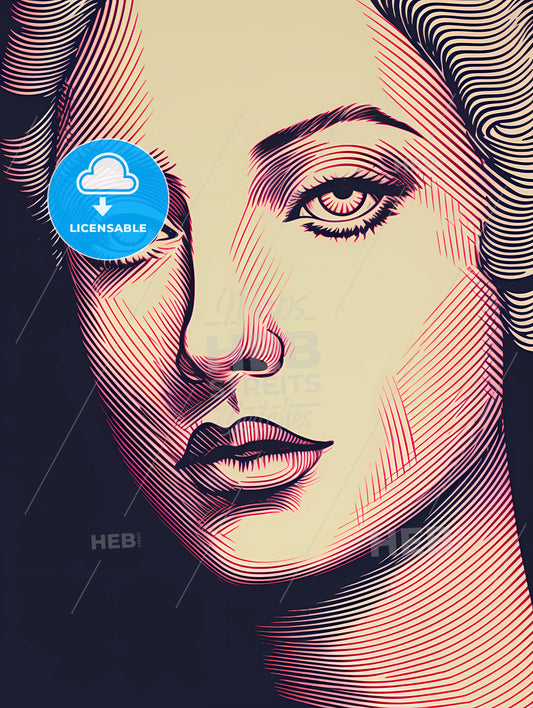 Gorgeous 4 Color Travel Poster, A Close Up Of A Woman's Face