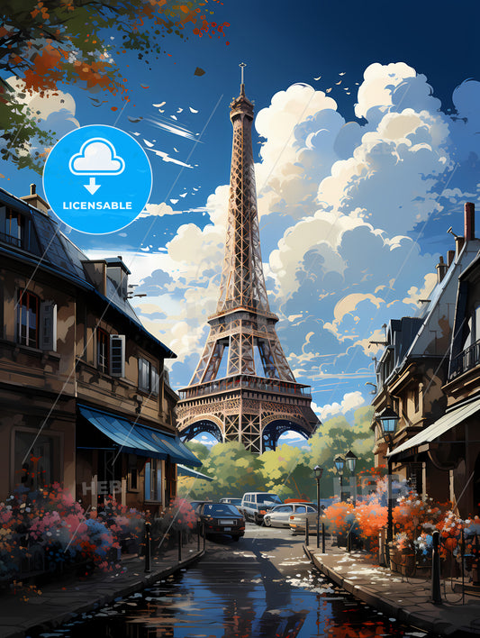 The Roofs Of Paris, A Tower In The Distance