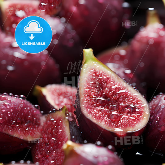 Fresh Fig Seamless Background, A Group Of Figs With Water Droplets