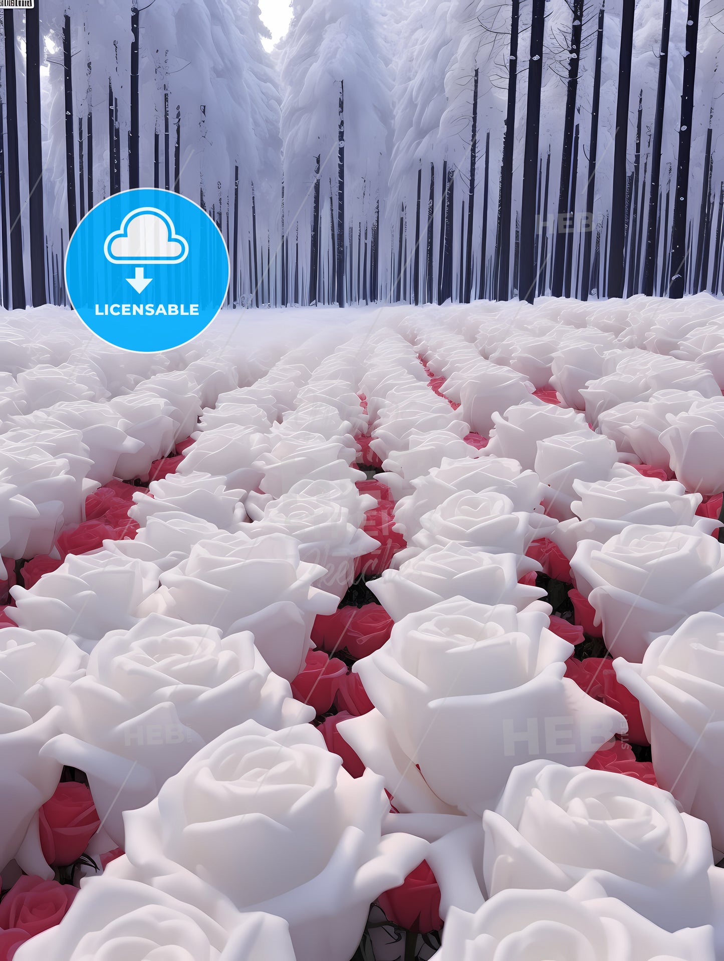 Photos Of 1000 Roses After Heavy Snow, A Group Of White Roses