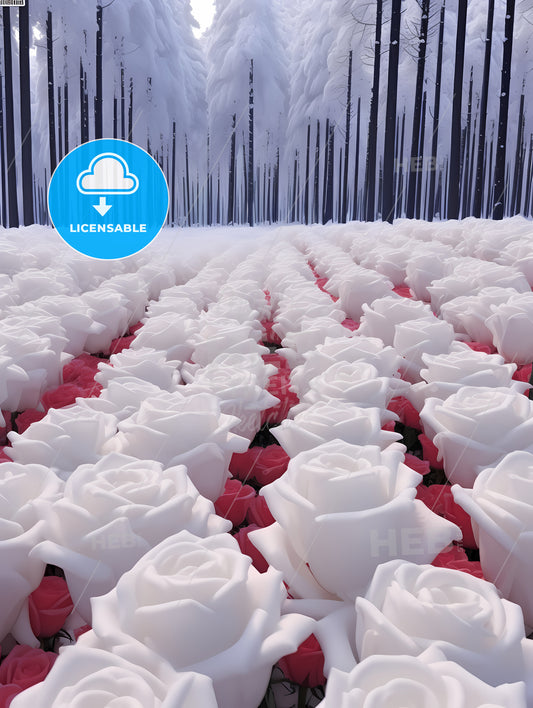 Photos Of 1000 Roses After Heavy Snow, A Group Of White Roses
