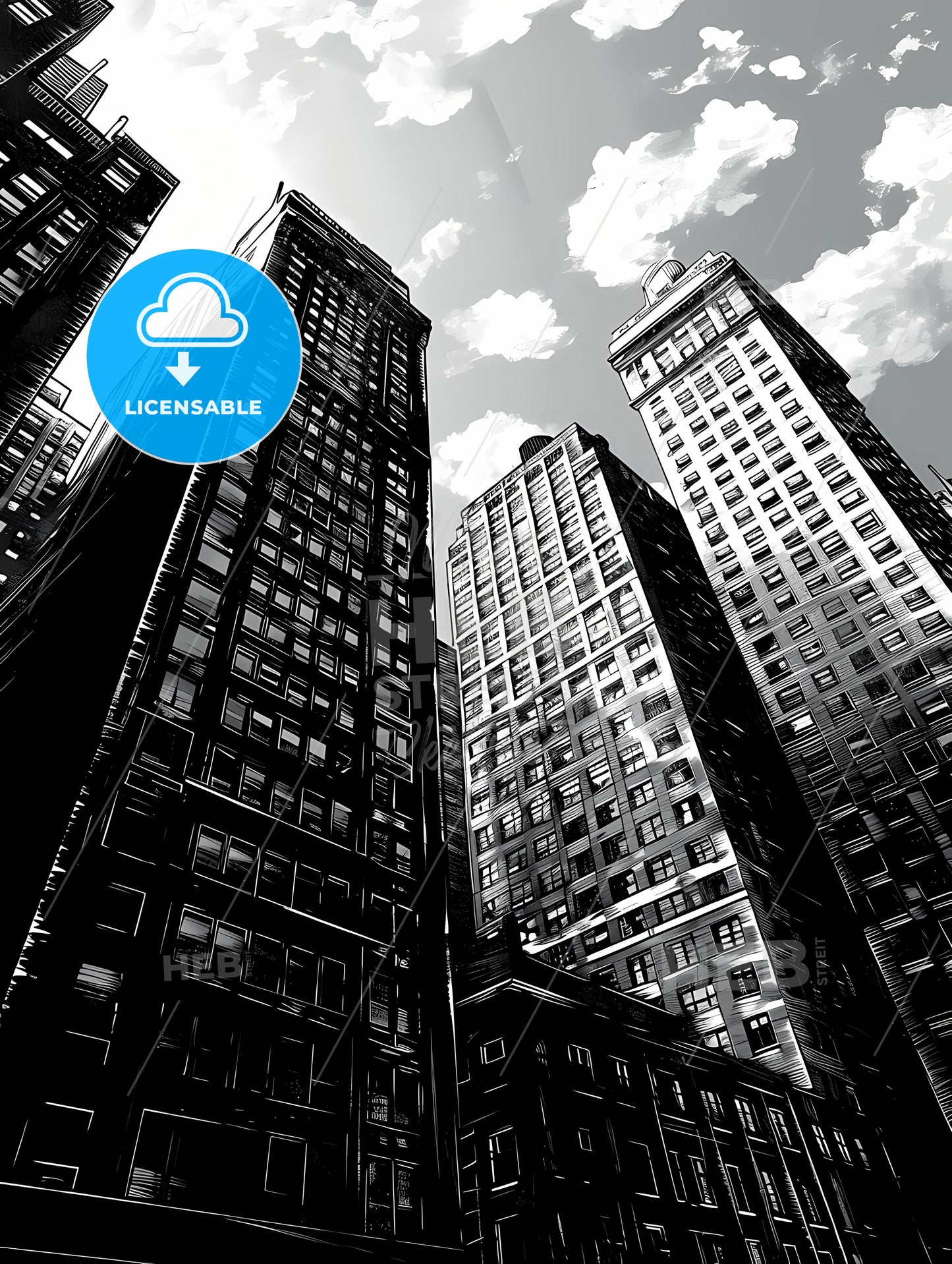 Art Deco Minimalism, A Group Of Tall Buildings