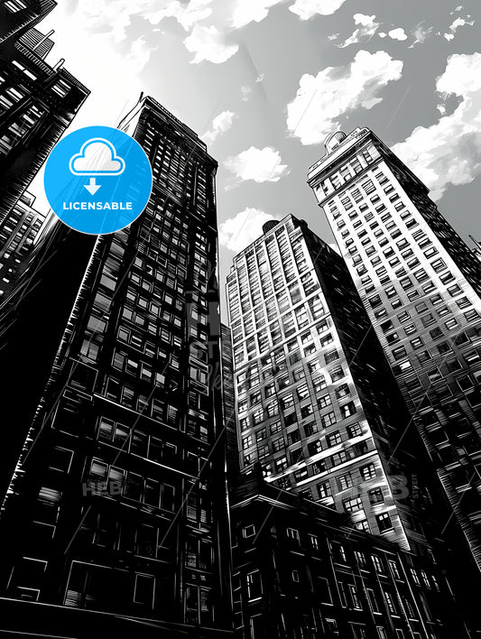 Art Deco Minimalism, A Group Of Tall Buildings