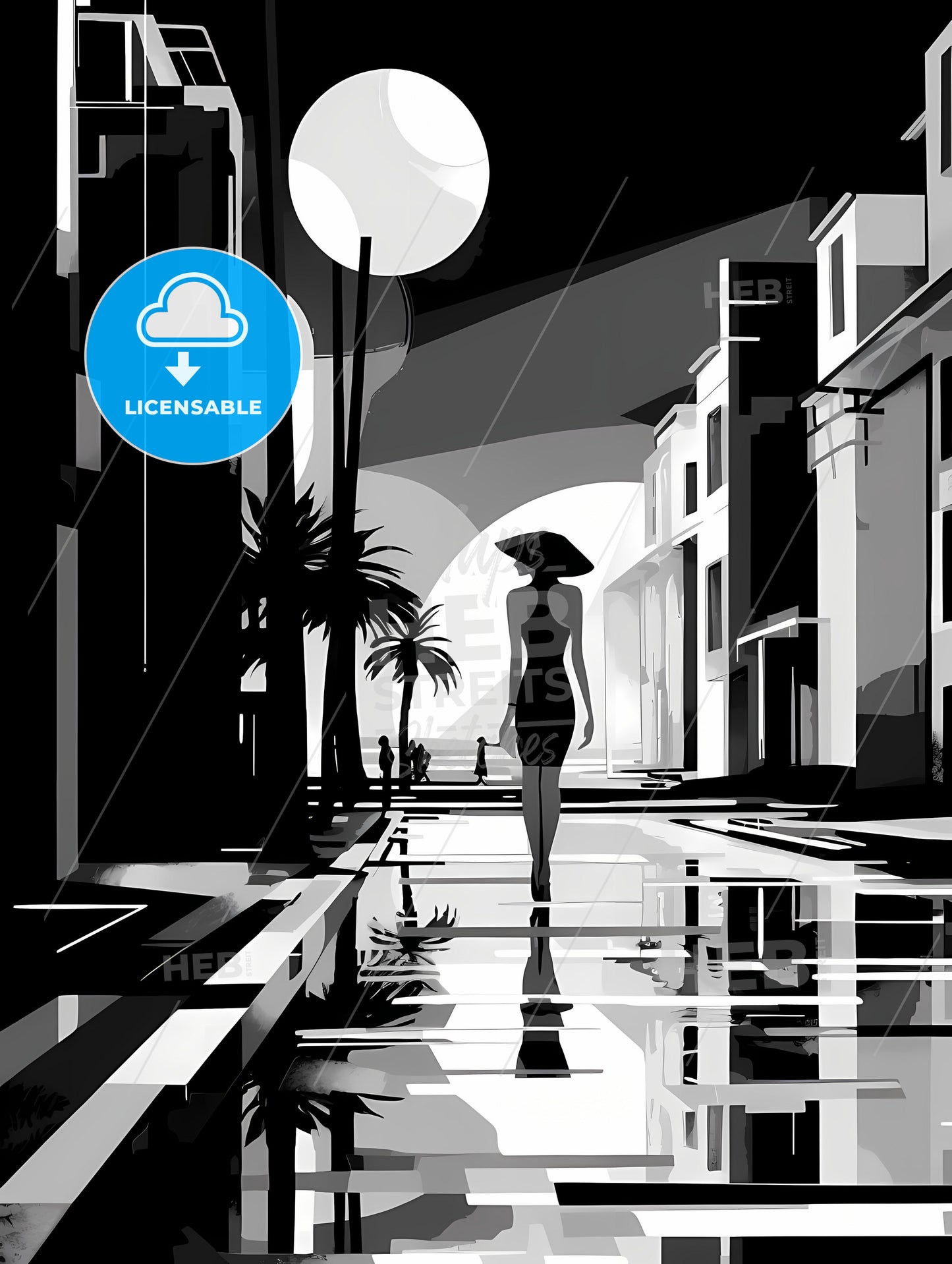 A Summer Beach, A Woman Walking Down A Street