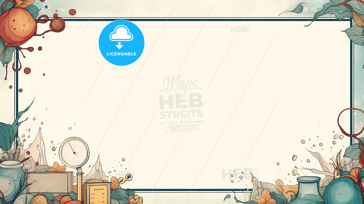 Flat Framed Border, A Cartoon Frame With A White Border