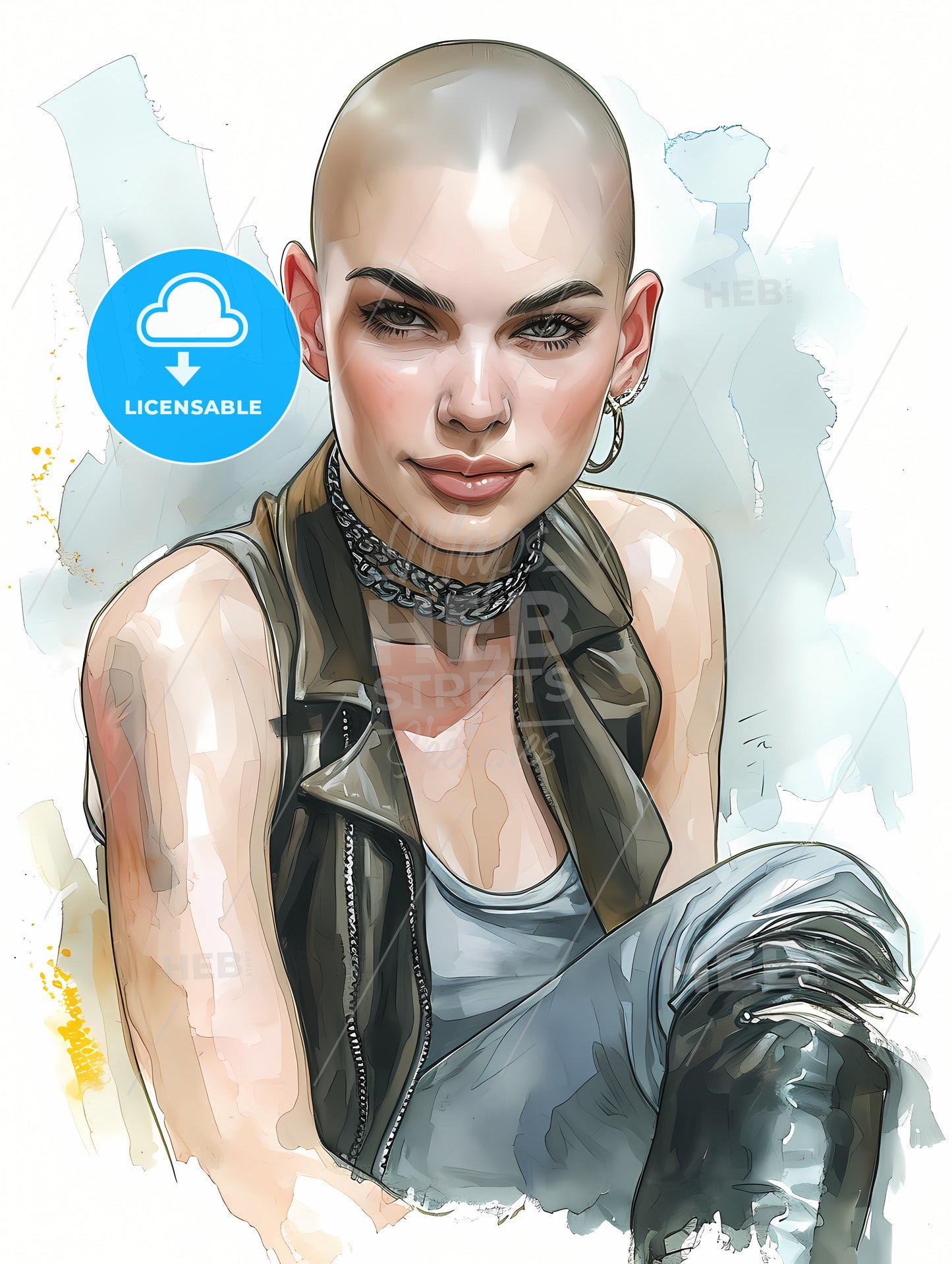 Beautiful Female Rockablilly, A Woman With Shaved Head