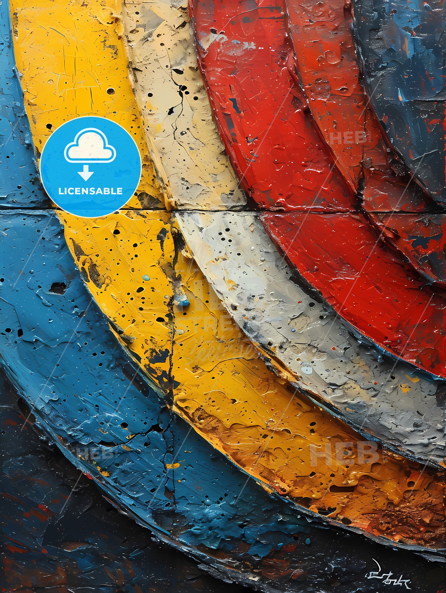 Abstract Art Of Curved Lines, A Close Up Of A Painted Wall